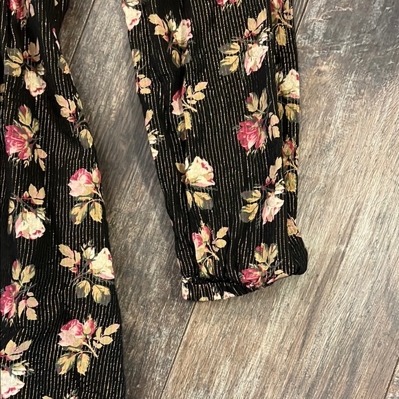 GAP Black and Gold Floral Square Neck Puff Sleeve Knee-Length Dress - Picture 7 of 10